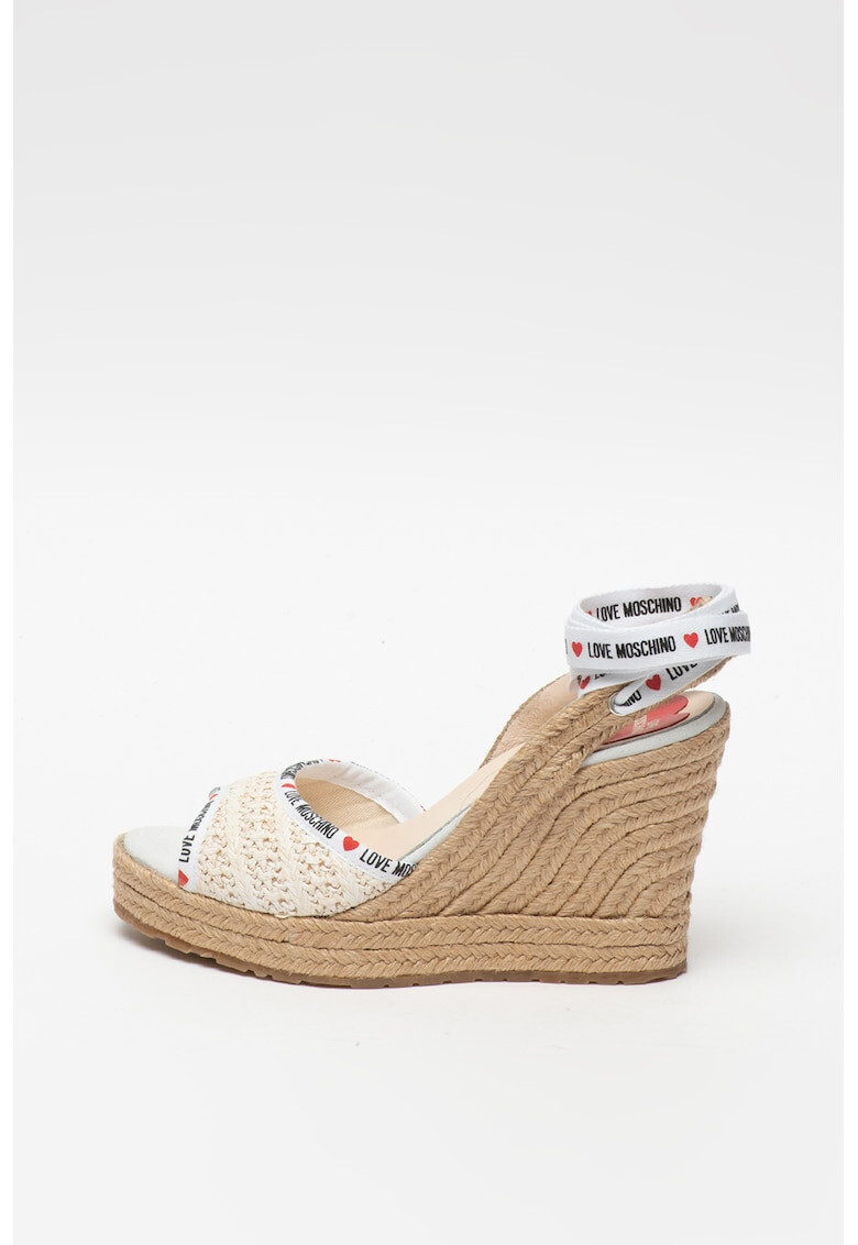 Love Moschino Sandale wedge tip espadrile cu banda logo - Pled.ro