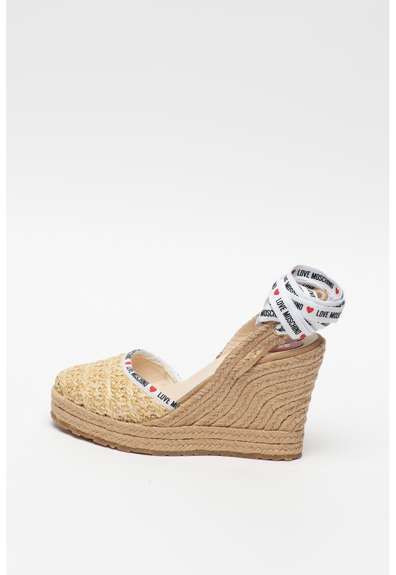 Love Moschino Sandale wedge tip espadrile cu banda logo - Pled.ro