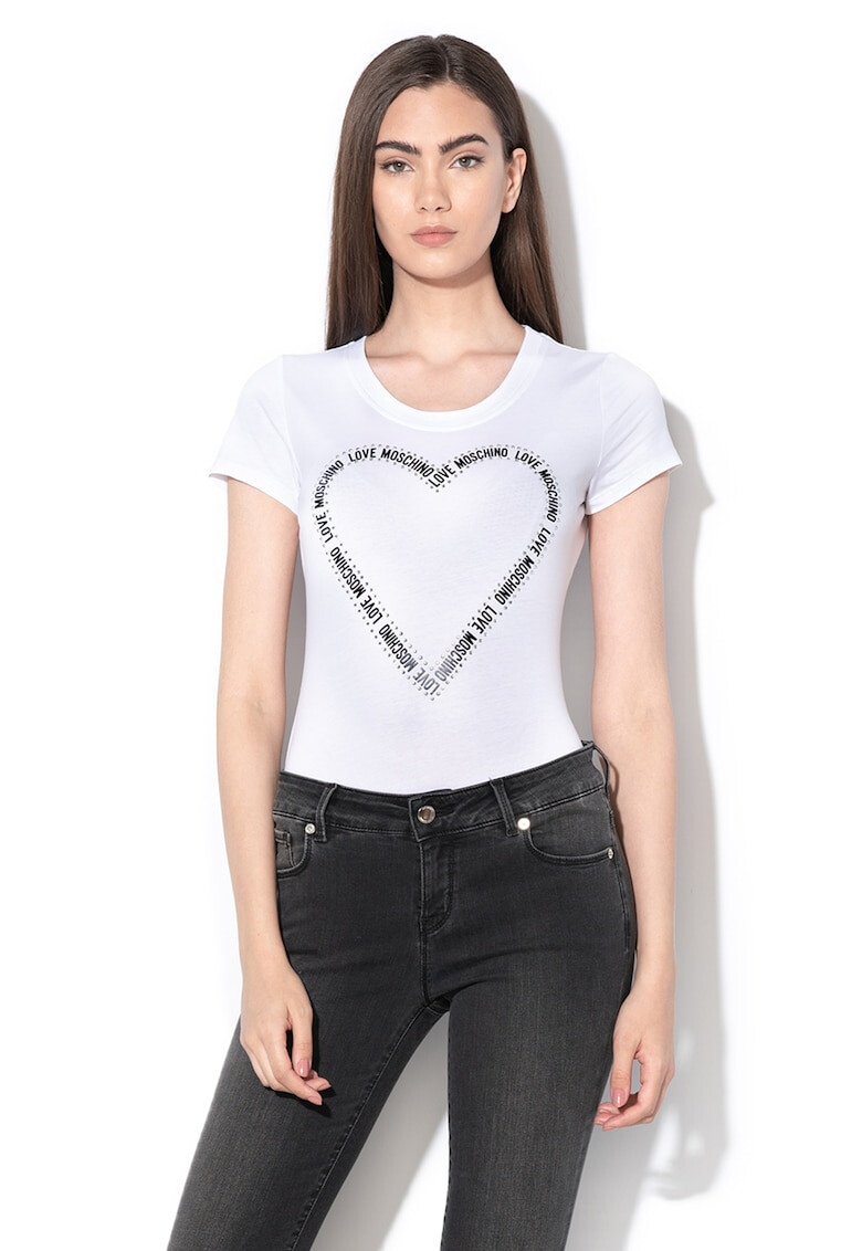 Love Moschino Tricou cu aplicatii de strasuri - Pled.ro