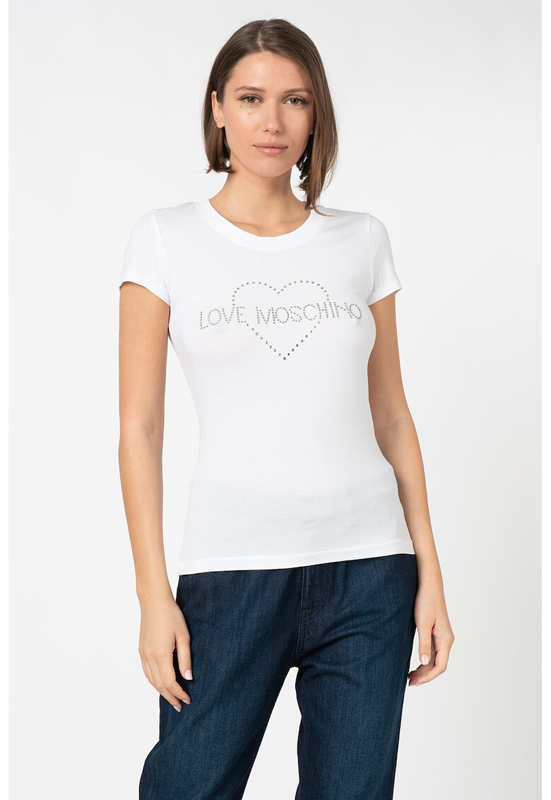 Love Moschino Tricou cu aplicatii din strasuri - Pled.ro