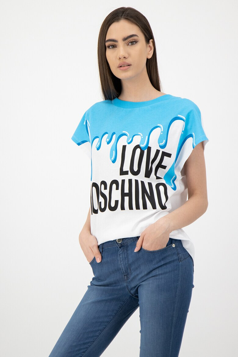 Love Moschino Tricou cu imprimeu logo si maneci cazute - Pled.ro