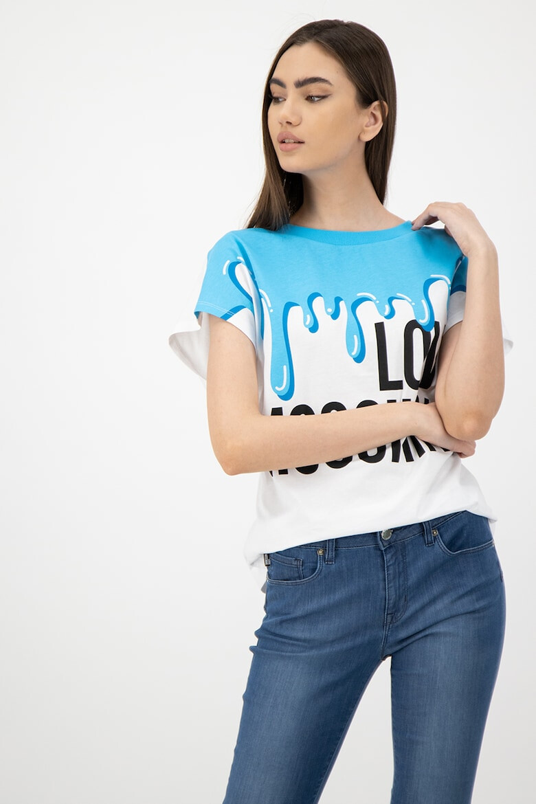 Love Moschino Tricou cu imprimeu logo si maneci cazute - Pled.ro