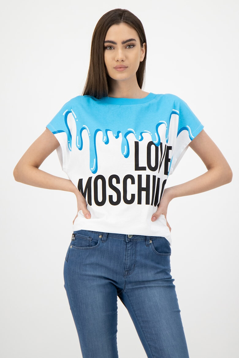 Love Moschino Tricou cu imprimeu logo si maneci cazute - Pled.ro