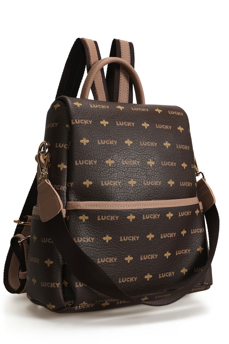 Lucky Bees Rucsac de piele ecologica cu imprimeu logo - Pled.ro