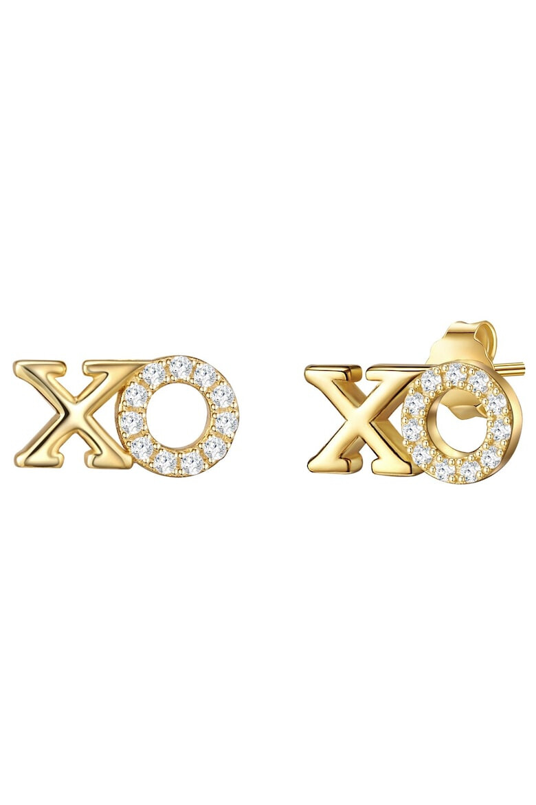 Lulu & Jane Cercei placati cu aur de 14K cu zirconia si design XO - Pled.ro