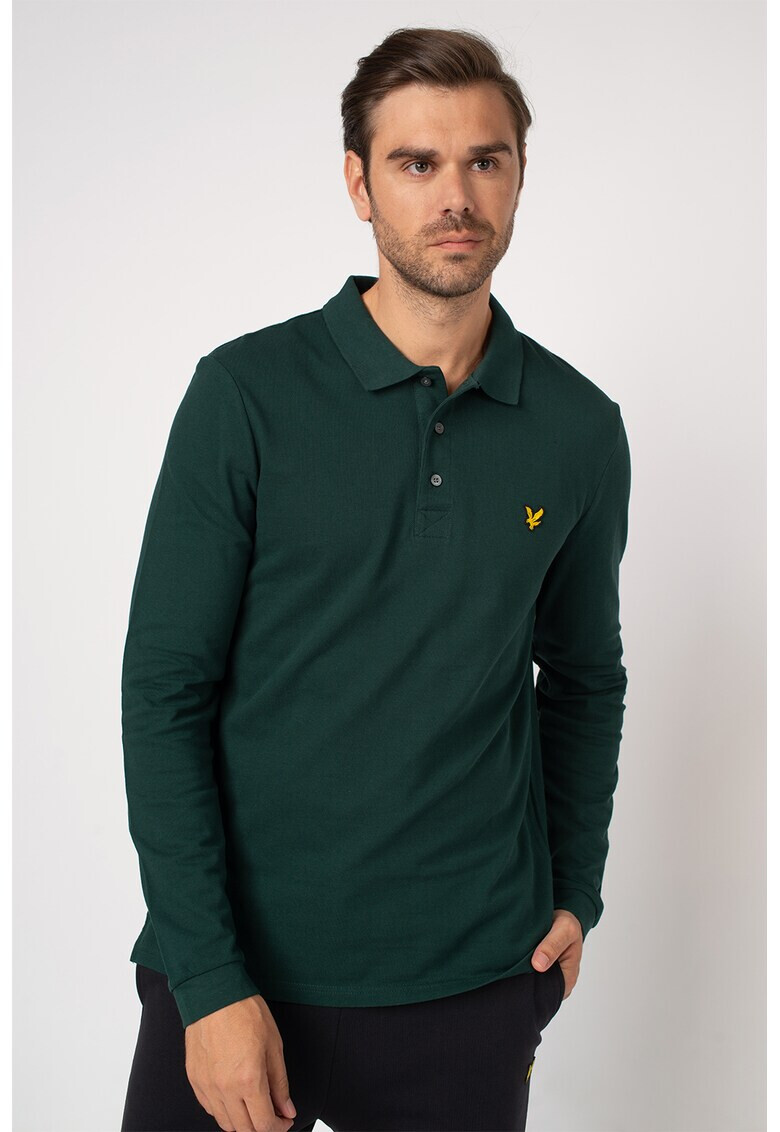 Lyle & Scott Bluza polo din material pique cu logo brodat discret - Pled.ro