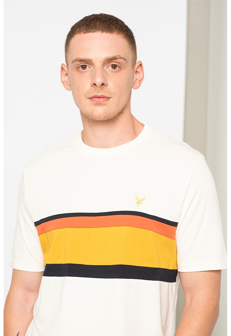 Lyle & Scott Tricou cu decolteu la baza gatului Panel - Pled.ro