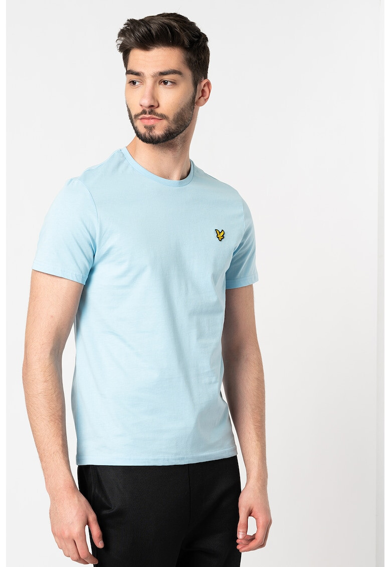 Lyle & Scott Tricou cu decolteu la baza gatului si broderie discreta aplicata pe piept - Pled.ro