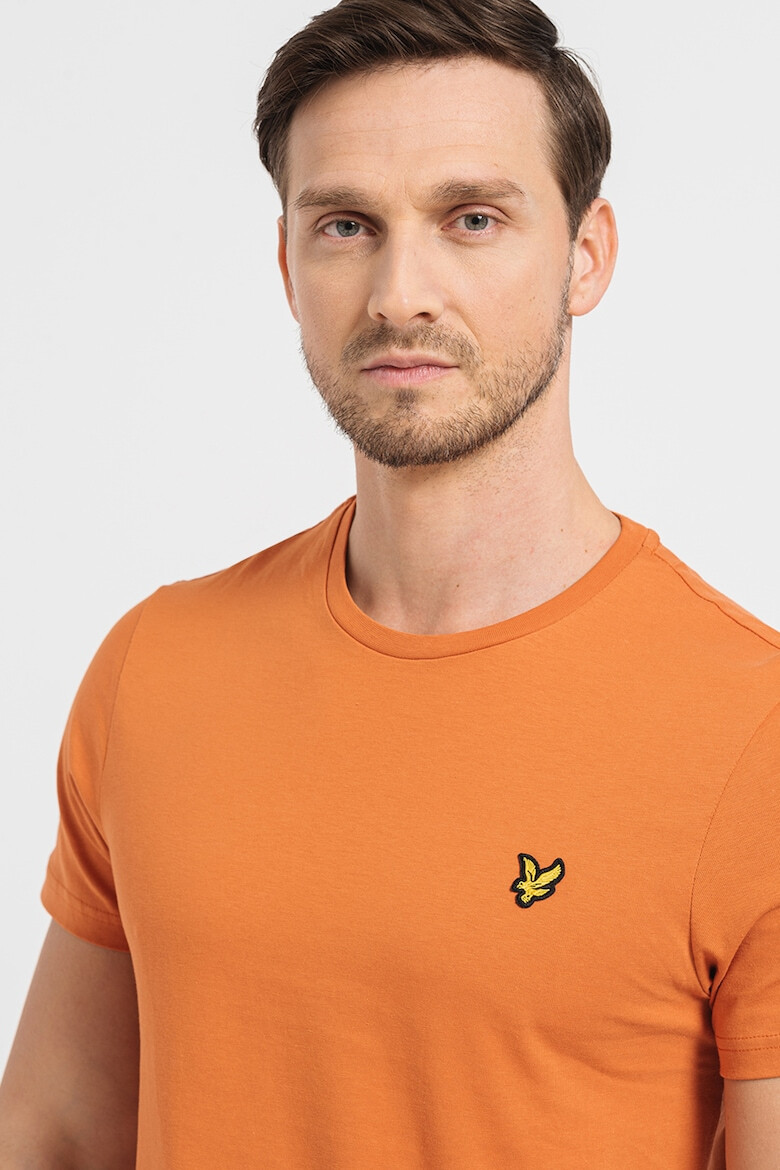 Lyle & Scott Tricou cu decolteu la baza gatului si aplicatie logo pe piept - Pled.ro