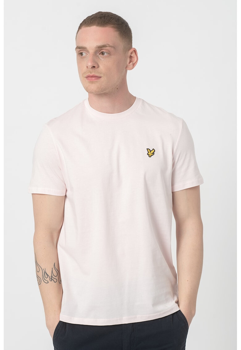 Lyle & Scott Tricou cu decolteu la baza gatului si broderie discreta aplicata pe piept - Pled.ro