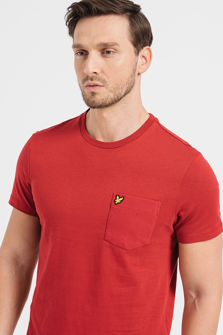 Lyle & Scott Tricou cu decolteu la baza gatului si buzunar aplicat pe piept - Pled.ro