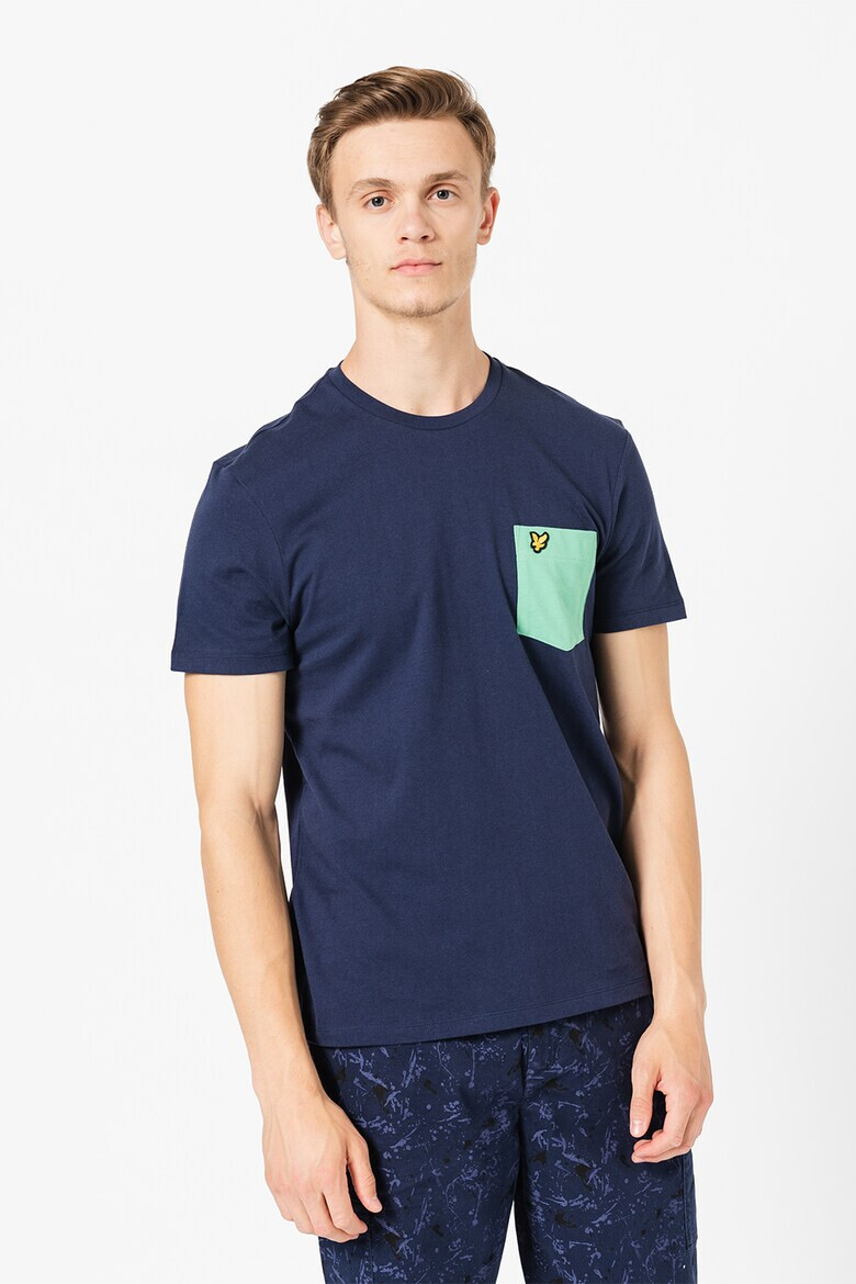 Lyle & Scott Tricou cu decolteu la baza gatului si buzunar pe piept - Pled.ro