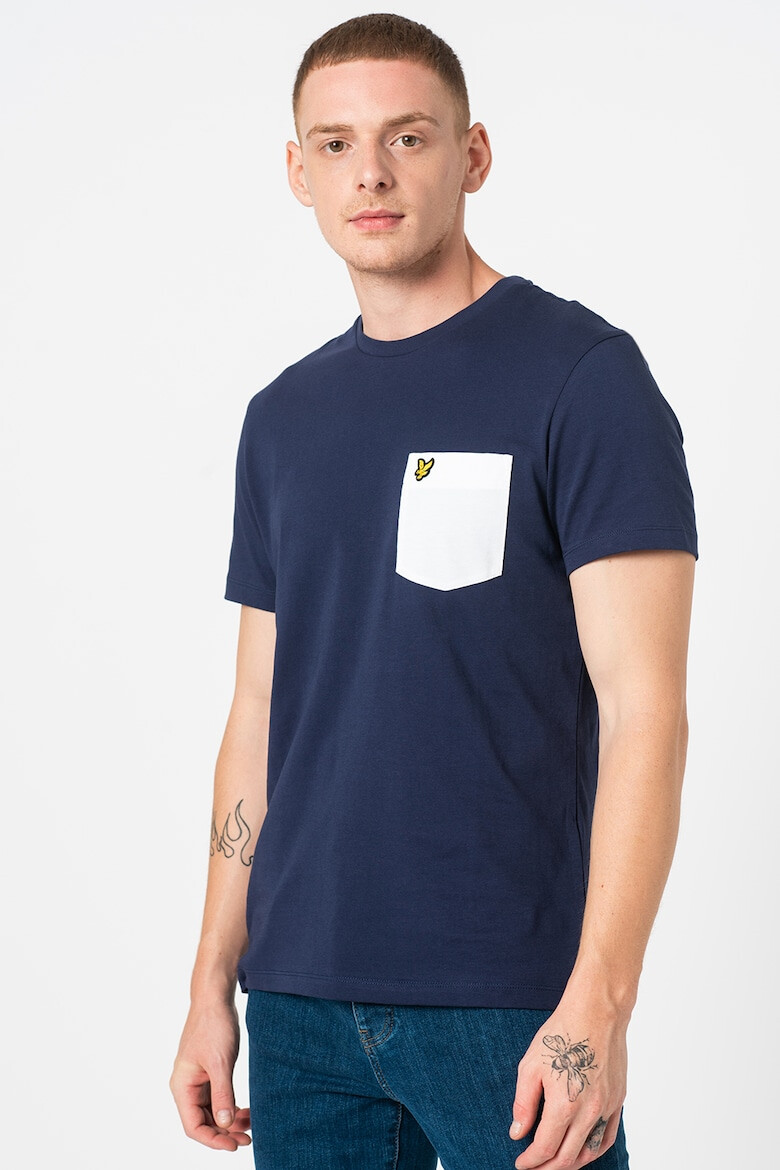 Lyle & Scott Tricou cu decolteu la baza gatului si buzunar pe piept - Pled.ro