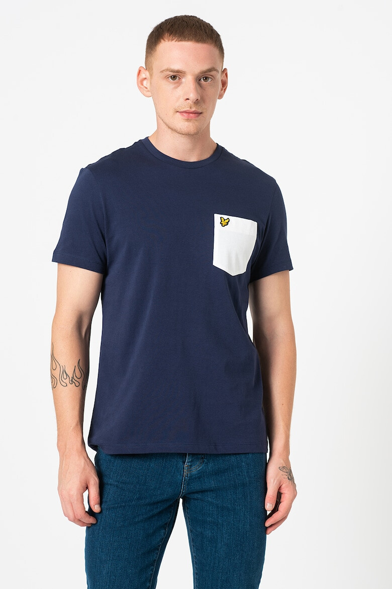 Lyle & Scott Tricou cu decolteu la baza gatului si buzunar pe piept - Pled.ro