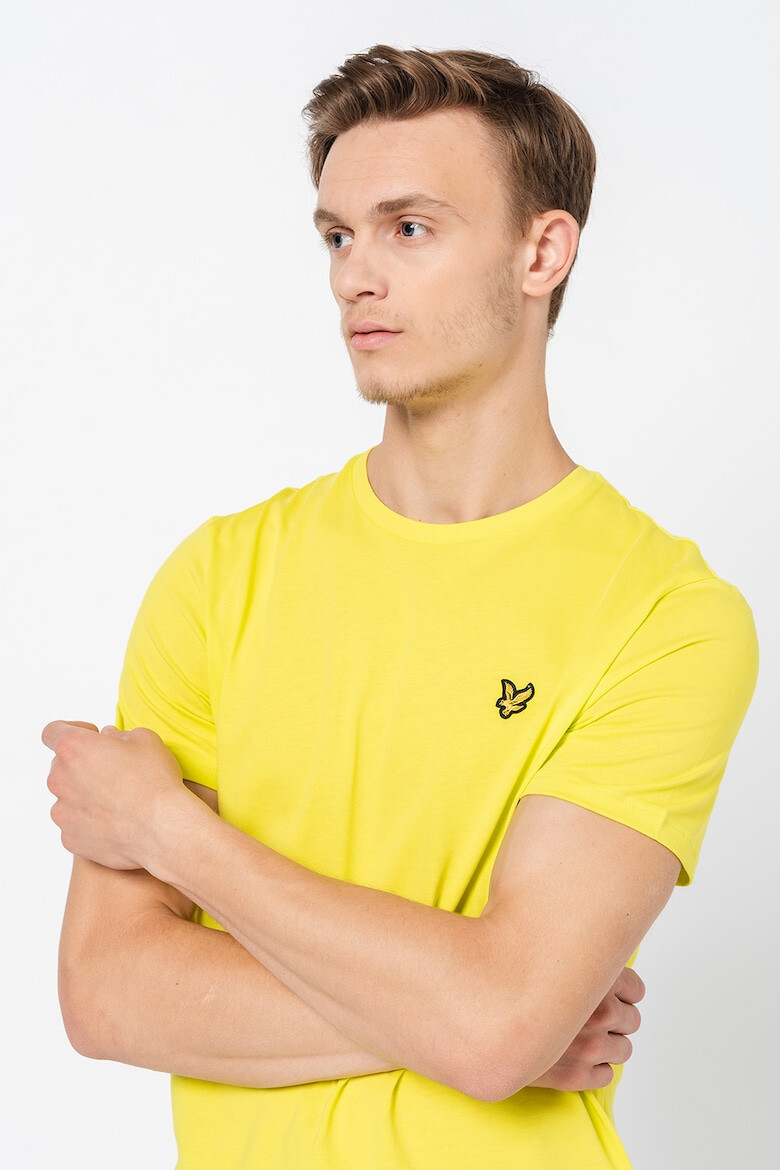 Lyle & Scott Tricou cu decolteu la baza gatului si aplicatie logo pe piept - Pled.ro