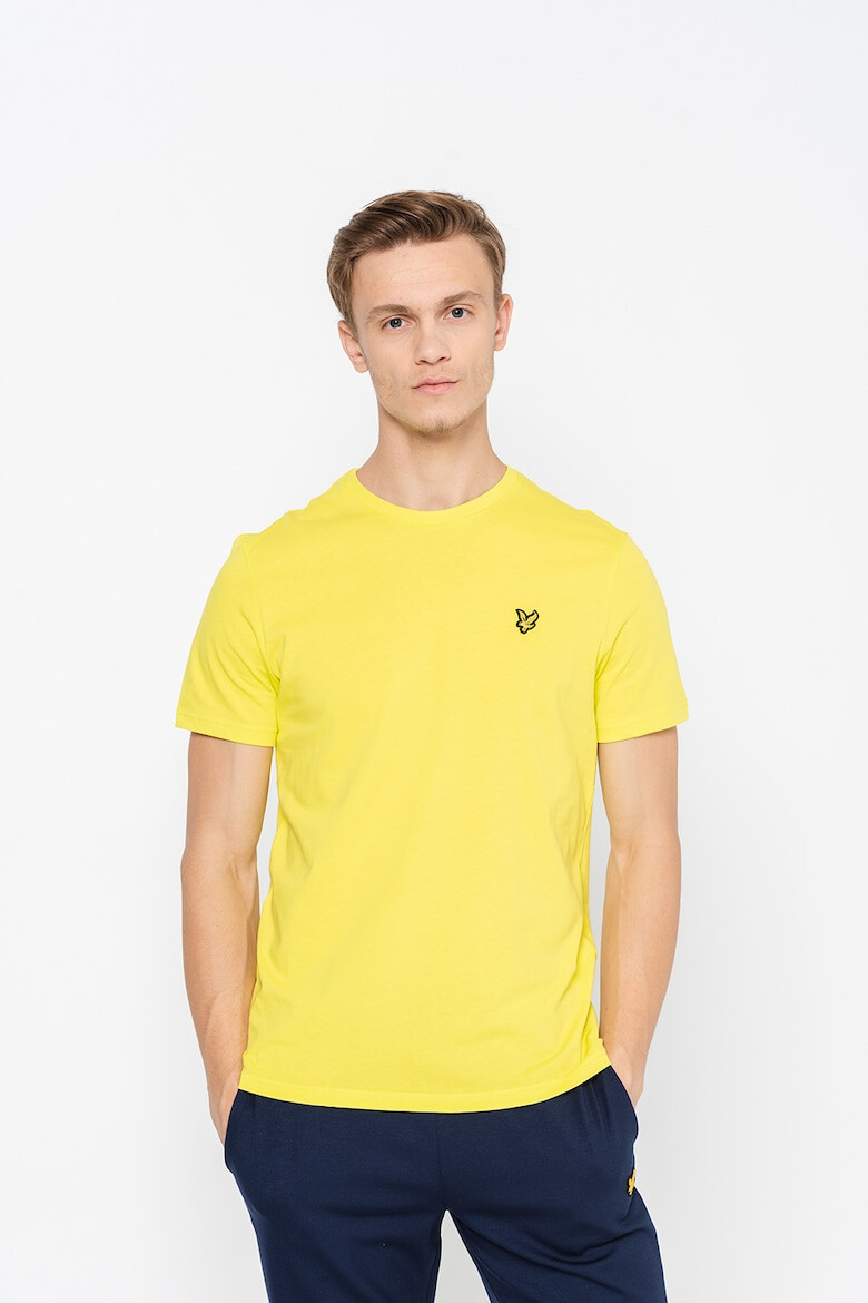 Lyle & Scott Tricou cu decolteu la baza gatului si aplicatie logo pe piept - Pled.ro