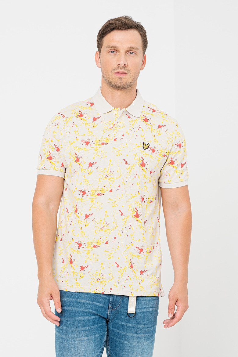 Lyle & Scott Tricou polo din bumbac cu aspect cu pete decorative - Pled.ro