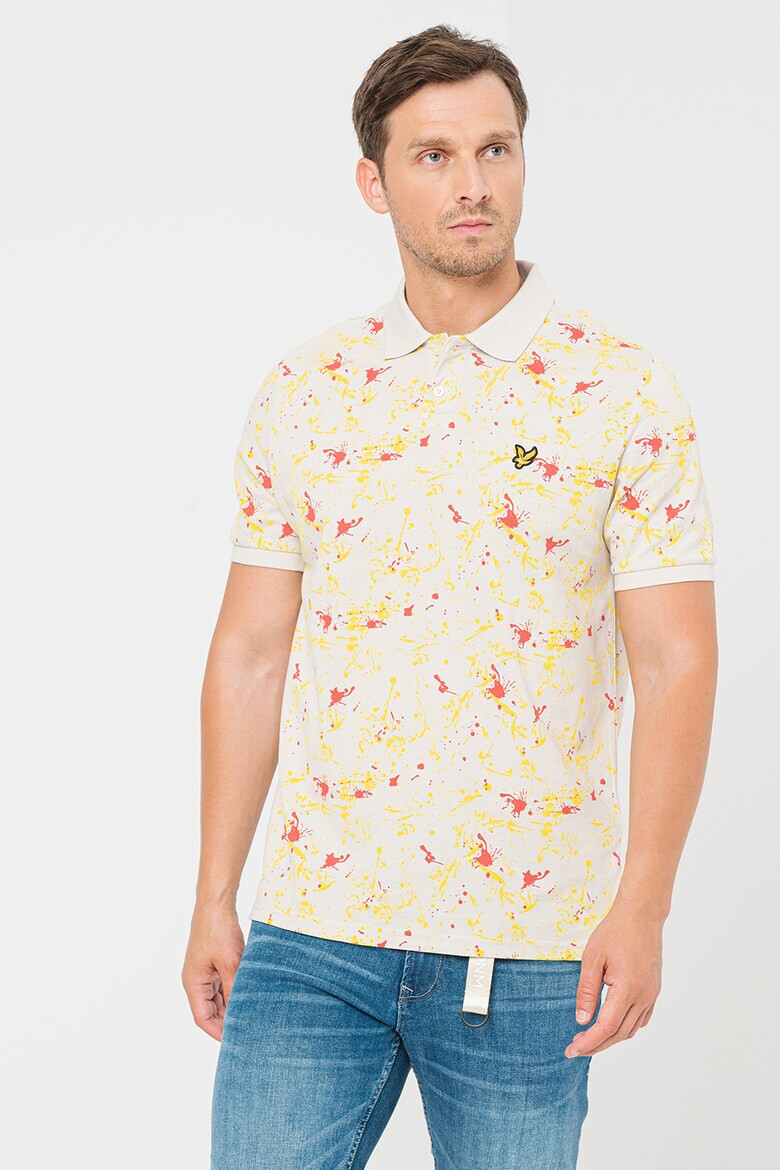 Lyle & Scott Tricou polo din bumbac cu aspect cu pete decorative - Pled.ro