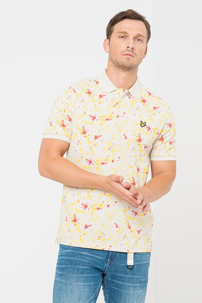 Lyle & Scott Tricou polo din bumbac cu aspect cu pete decorative - Pled.ro