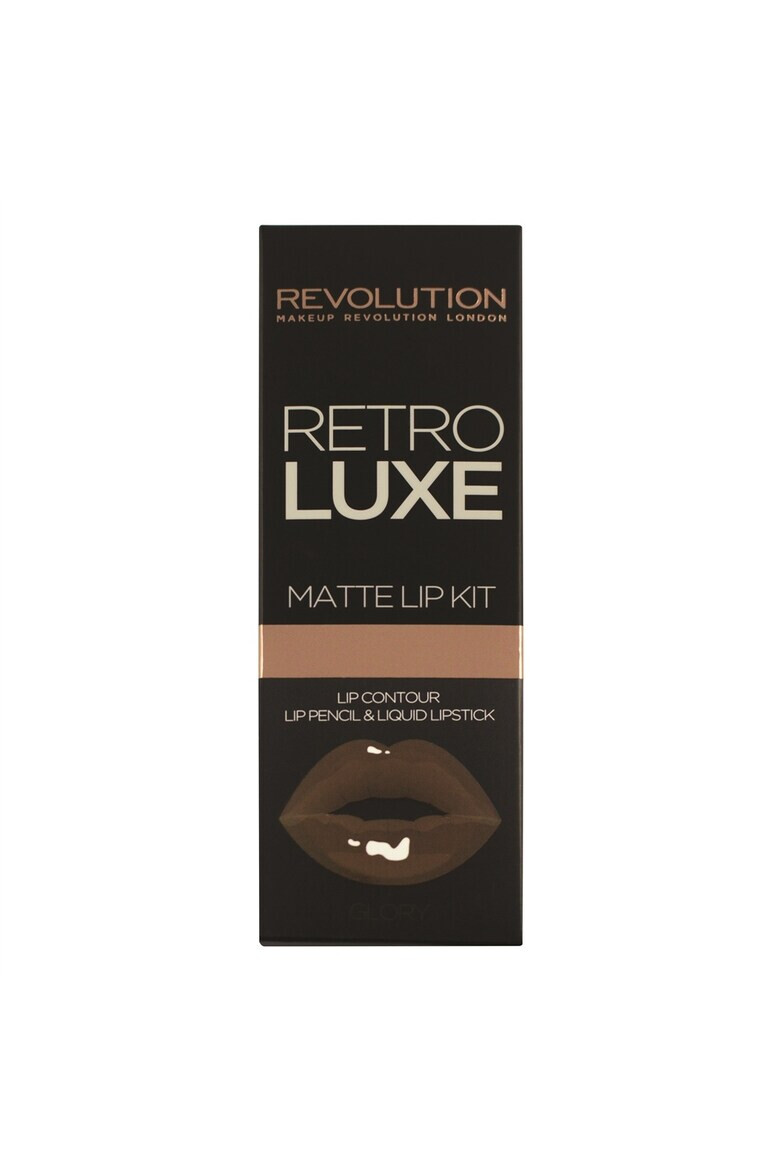 Makeup Revolution Kit pentru buze: ruj lichid si creion de buze Retro Luxe Kits Matte Glory - Pled.ro