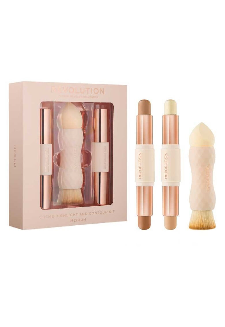 Makeup Revolution Kit pentru contur si iluminare Crème Highlight and Contour Kit - Pled.ro