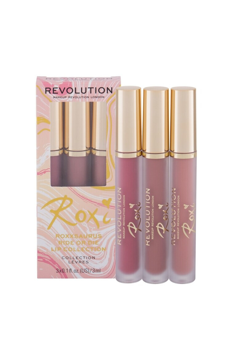 Makeup Revolution Set Ruj de buze lichid X Roxxsaurus Ride or Die 3 x 3 ml - Pled.ro