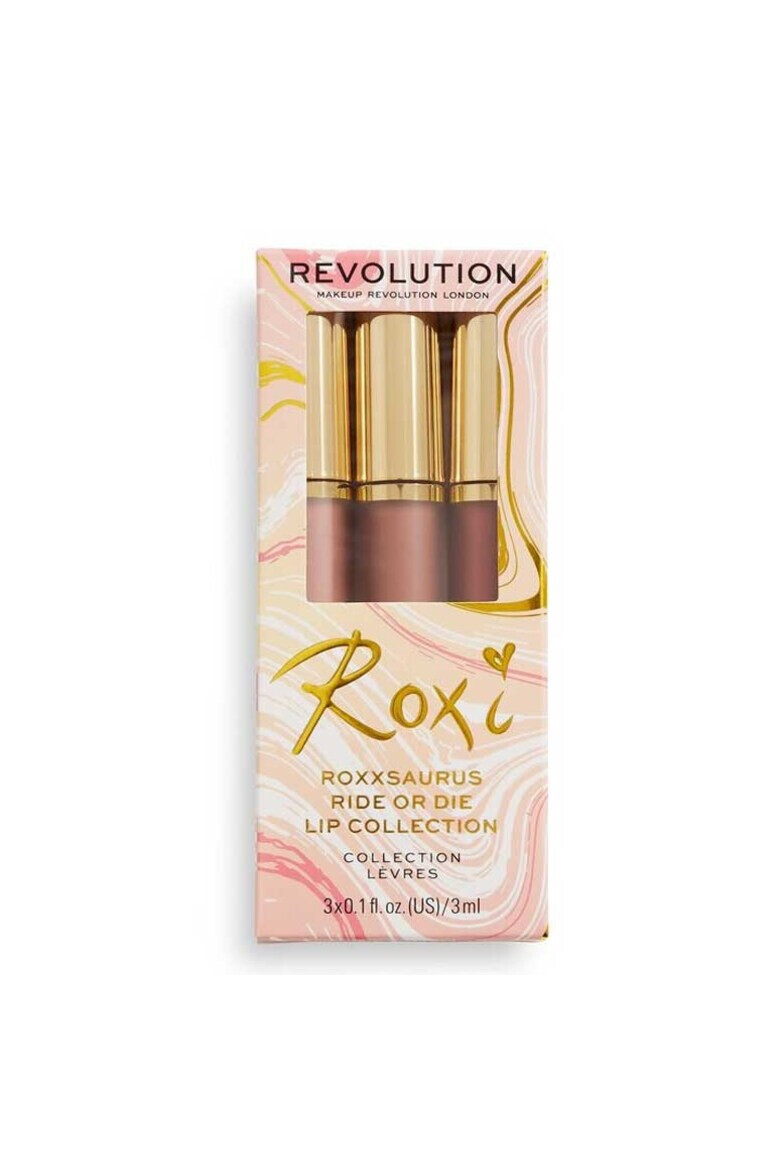 Makeup Revolution Set Ruj de buze lichid X Roxxsaurus Ride or Die 3 x 3 ml - Pled.ro