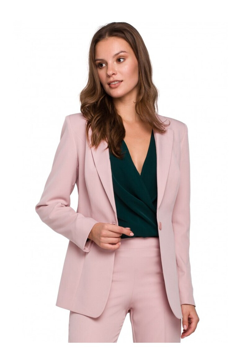 Makover Blazer elegant Makeover Cu nasture Poliester Elastan Roz - Pled.ro