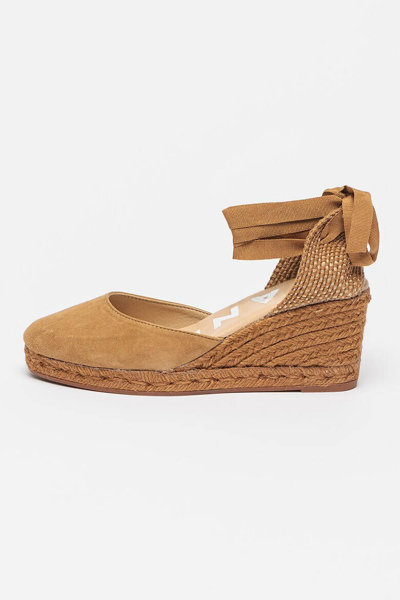 Manebi Sandale-espadrile wedge de piele intoarsa - Pled.ro