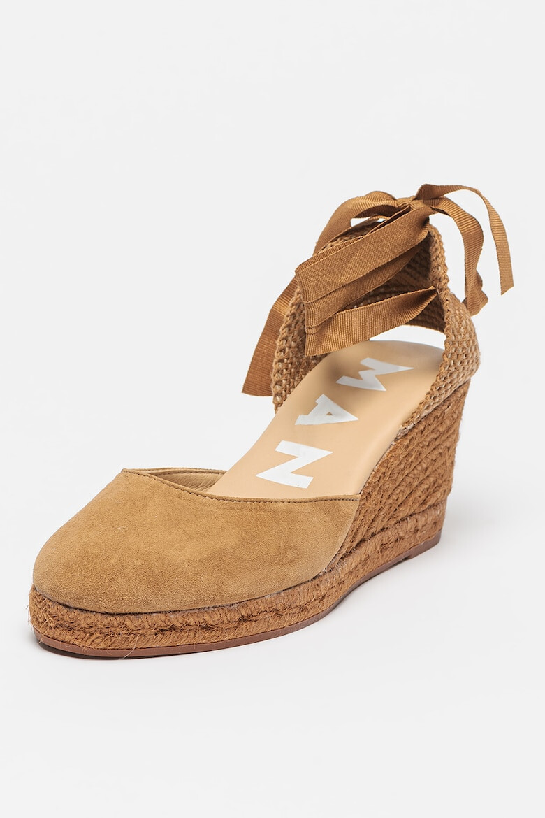 Manebi Sandale-espadrile wedge de piele intoarsa - Pled.ro