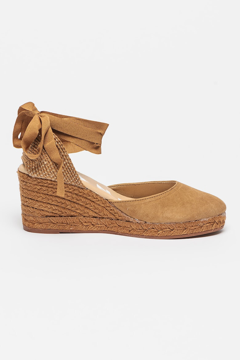 Manebi Sandale-espadrile wedge de piele intoarsa - Pled.ro