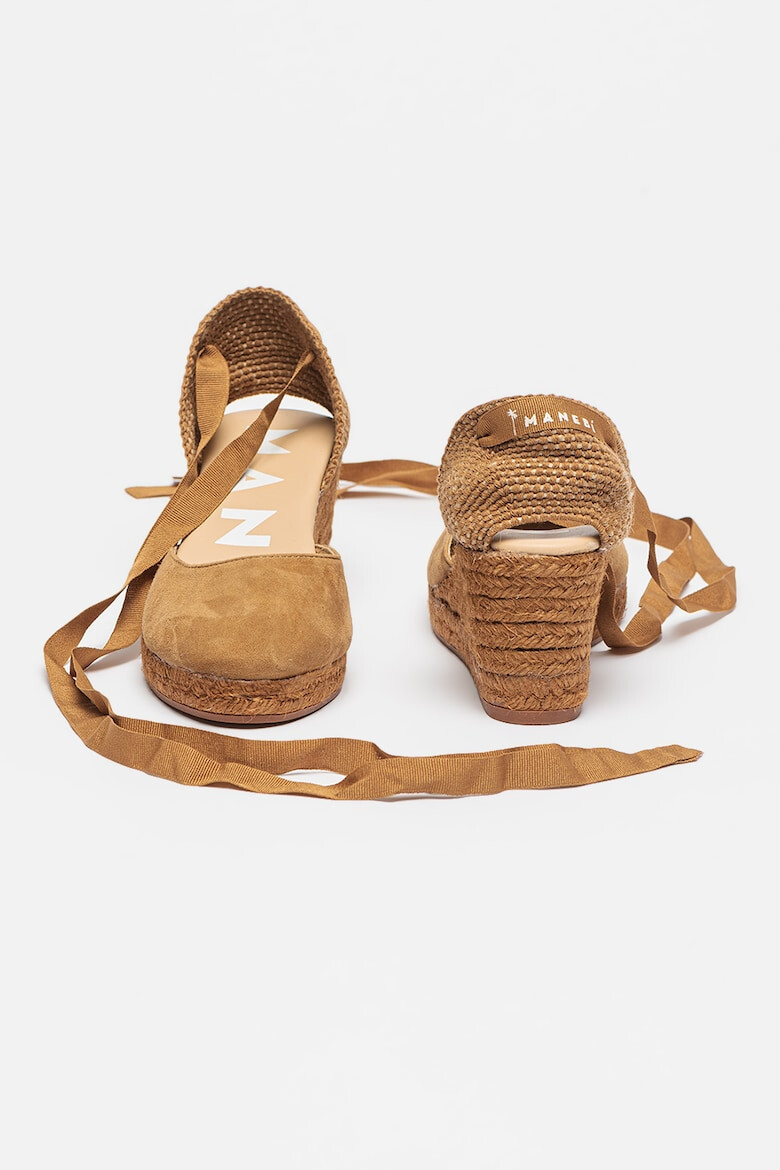 Manebi Sandale-espadrile wedge de piele intoarsa - Pled.ro