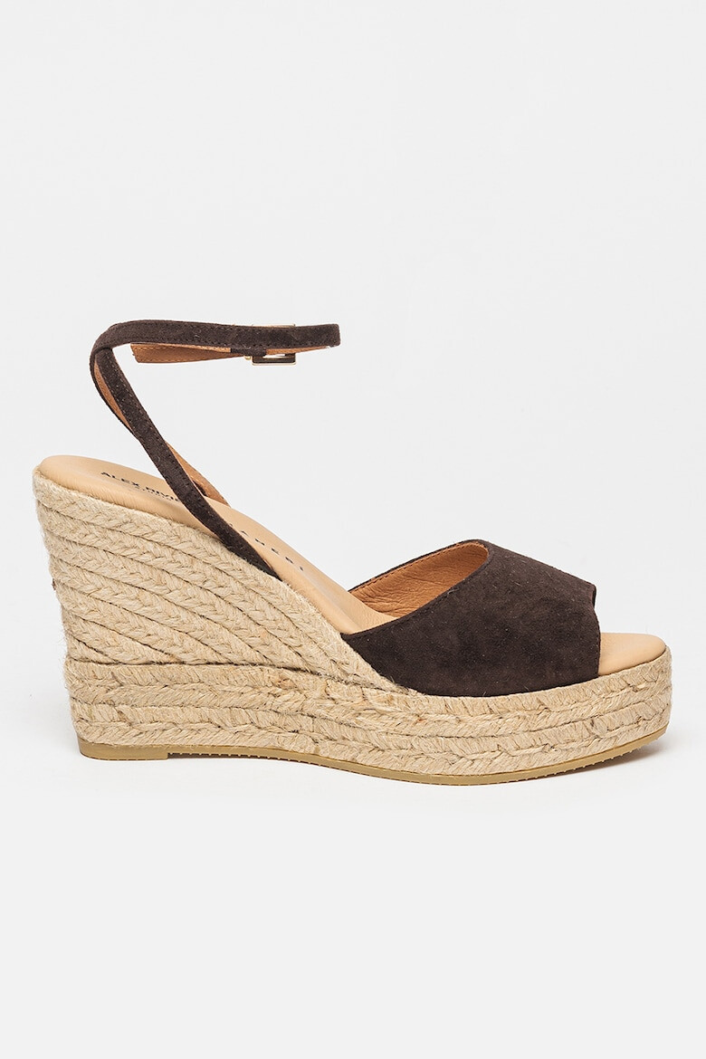 Manebi Sandale-espadrile wedge de piele intoarsa - Pled.ro