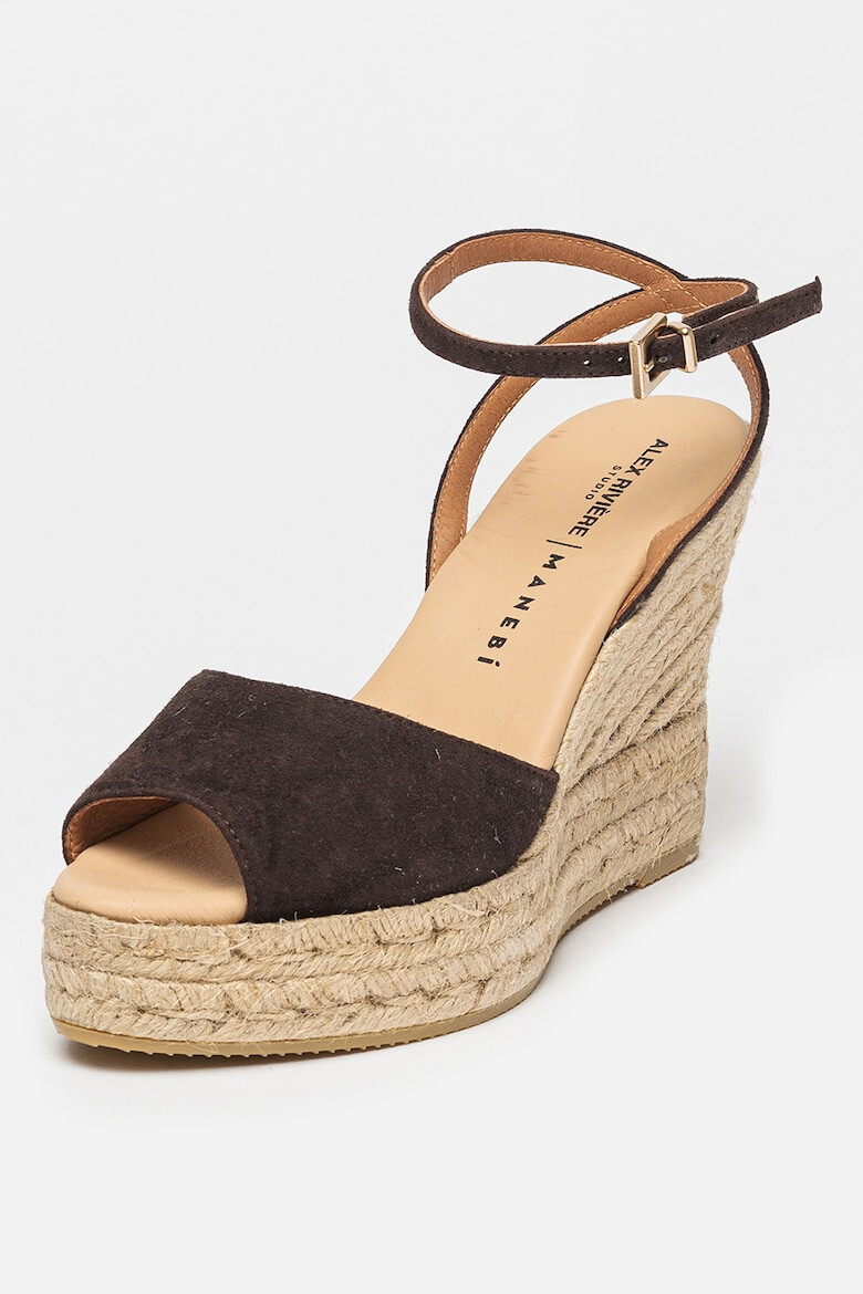 Manebi Sandale-espadrile wedge de piele intoarsa - Pled.ro