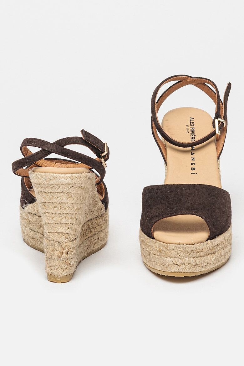 Manebi Sandale-espadrile wedge de piele intoarsa - Pled.ro