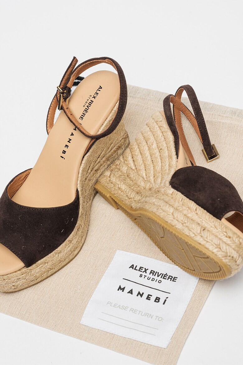 Manebi Sandale-espadrile wedge de piele intoarsa - Pled.ro