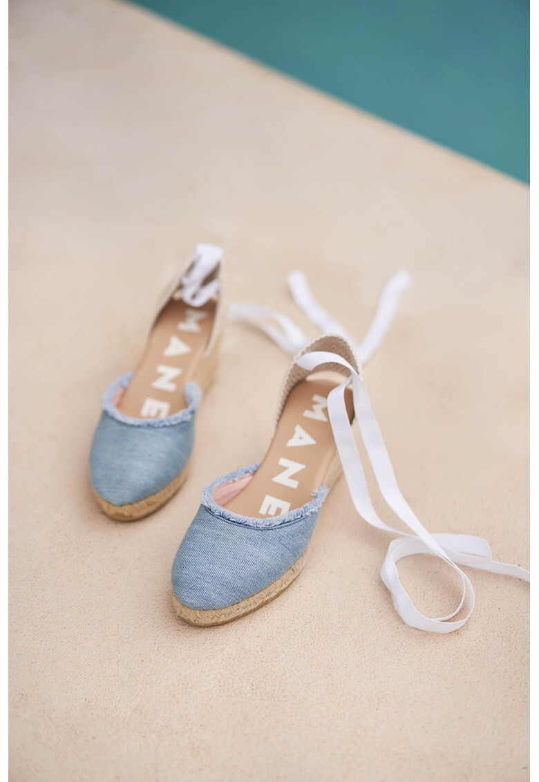 Manebi Sandale tip espadrile de denim cu detalii franjurate San Francisco - Pled.ro