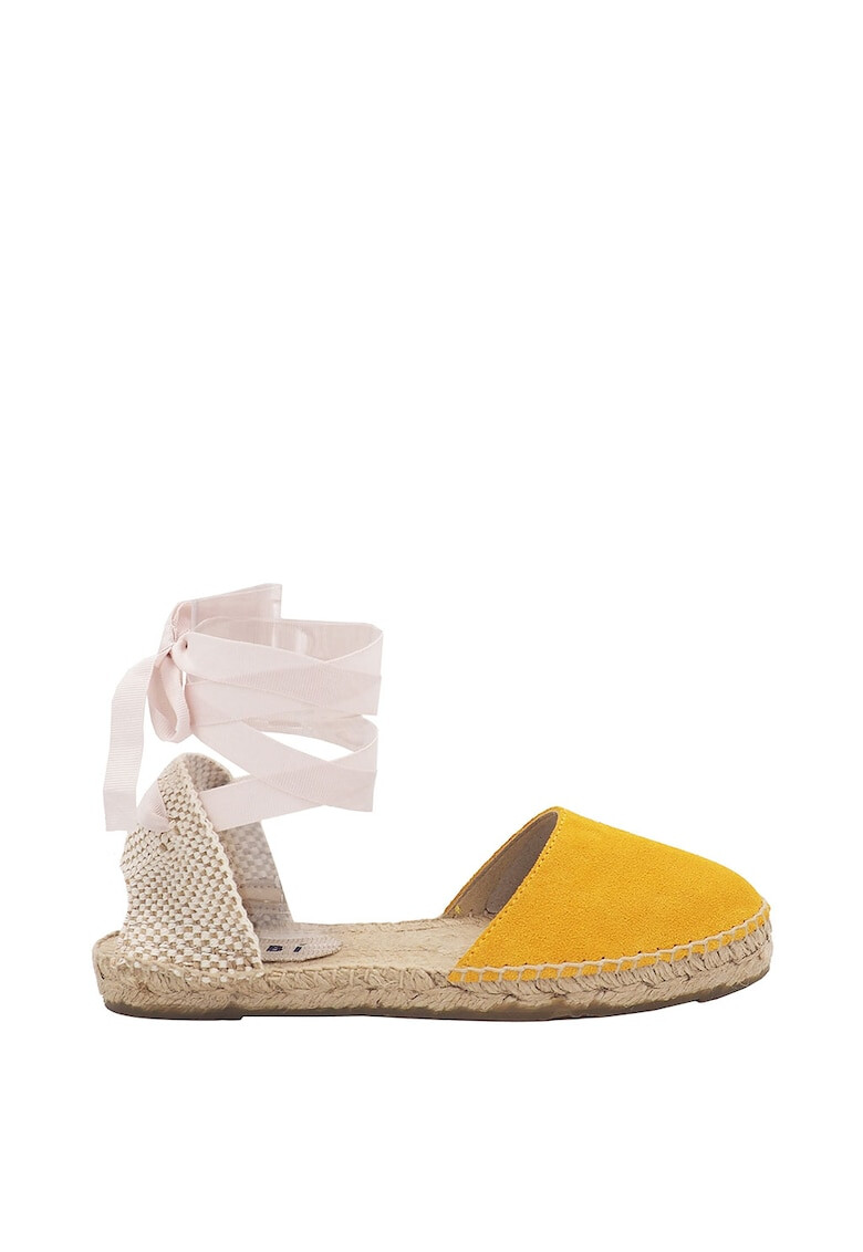 Manebi Sandale wedge de piele intoarsa cu bareta infasurabila - Pled.ro