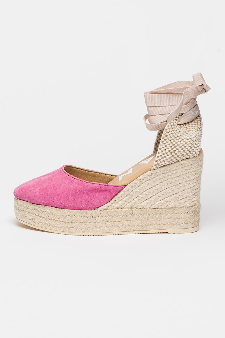 Manebi Sandale wedge de piele intoarsa cu barete infasurabile - Pled.ro