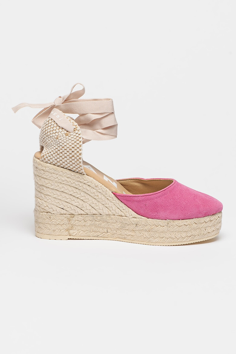 Manebi Sandale wedge de piele intoarsa cu barete infasurabile - Pled.ro