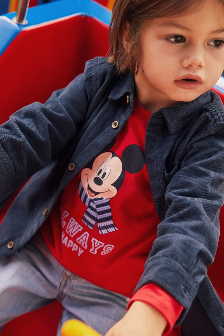 Mango Bluza cu decolteu la baza gatului si imprimeu cu Mickey Mouse Malways - Pled.ro