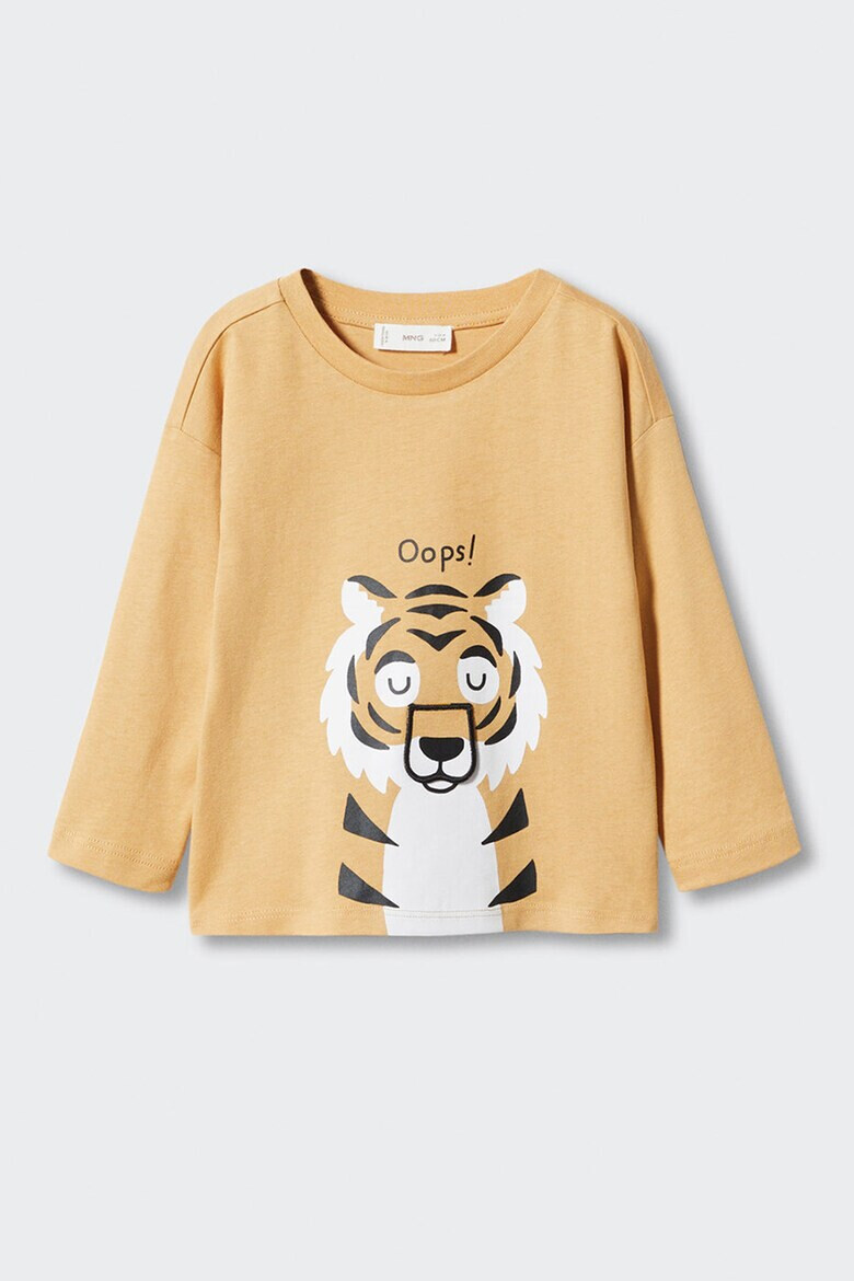 Mango Bluza cu decolteu la baza gatului si imprimeu Tiger - Pled.ro