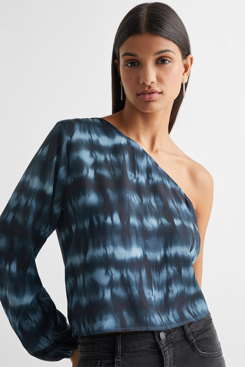 Mango Bluza cu decolteu pe un umar si model tie-dye - Pled.ro