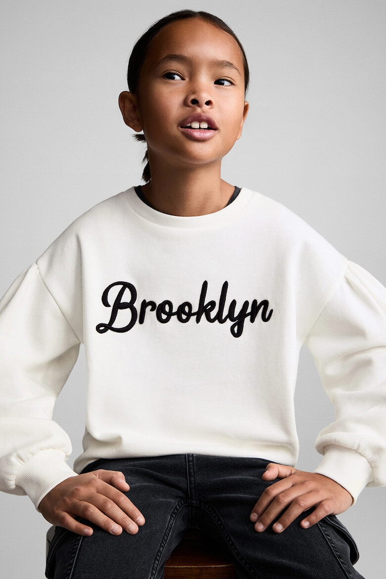 Mango Bluza de trening cu broderie text Brooklyn - Pled.ro