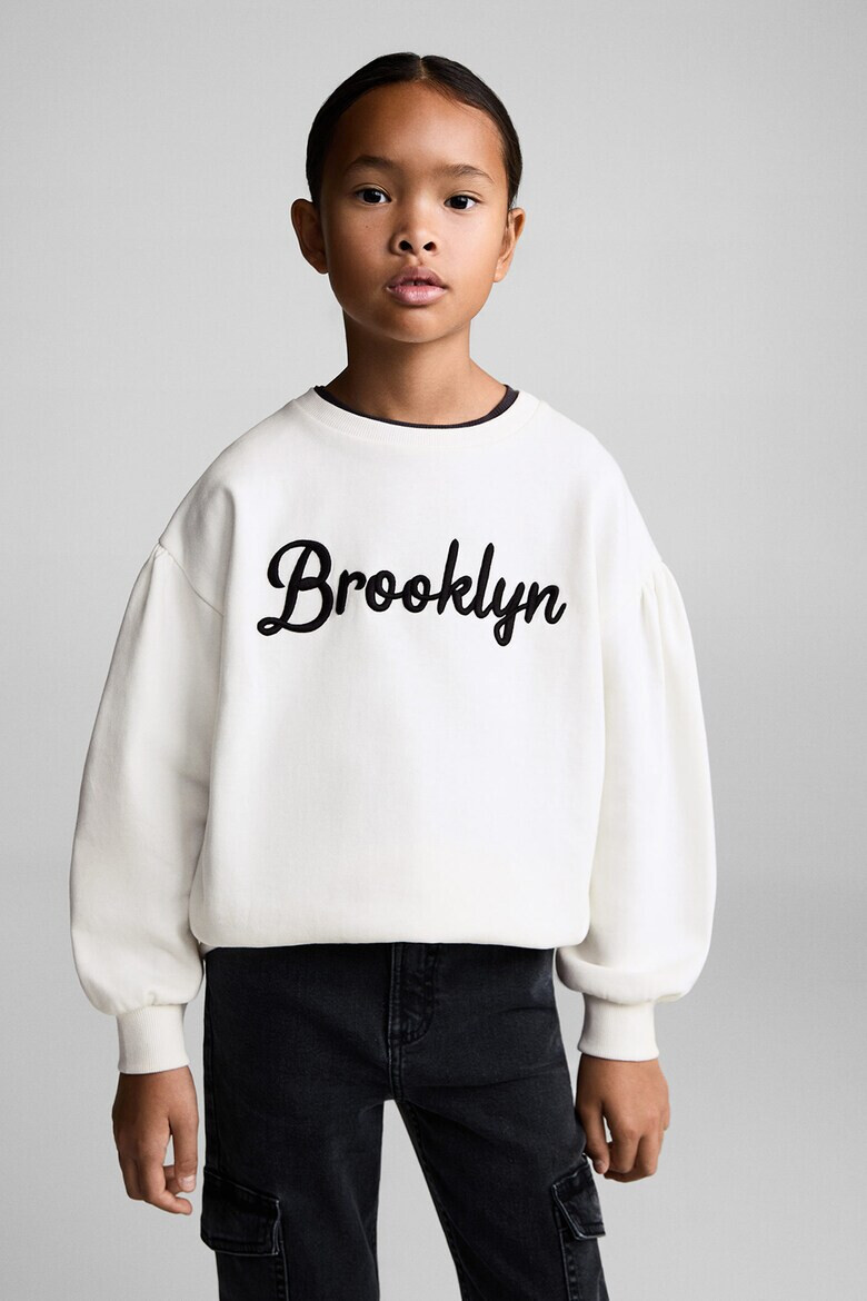 Mango Bluza de trening cu broderie text Brooklyn - Pled.ro