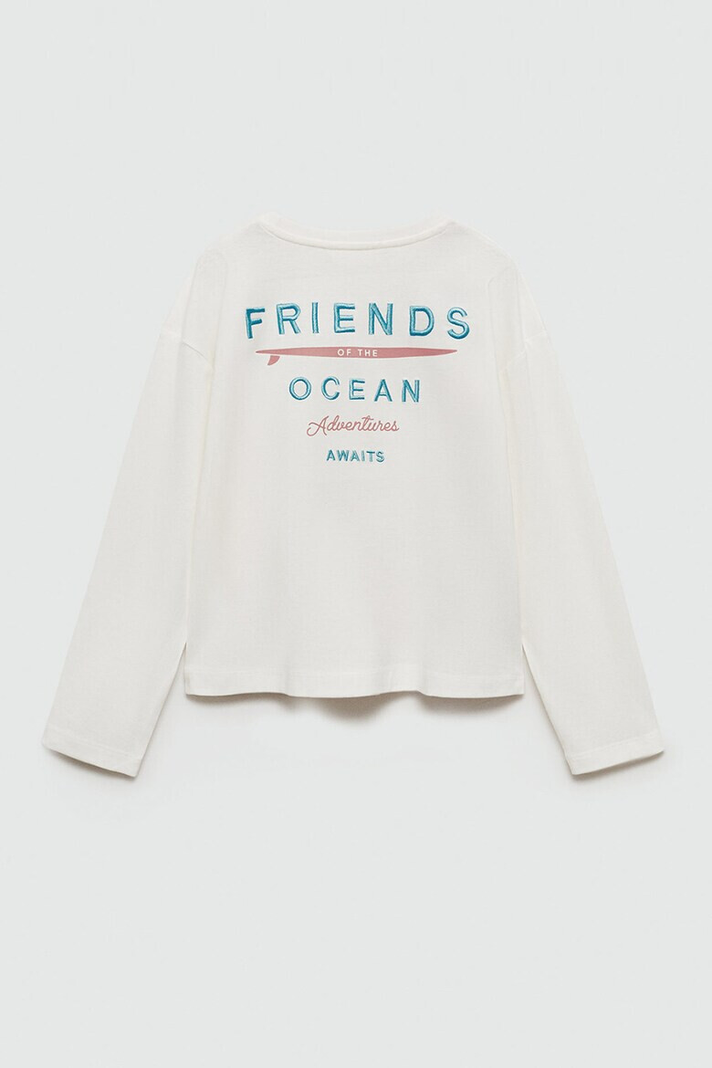 Mango Bluza lejera din bumbac cu broderie text Ocean - Pled.ro