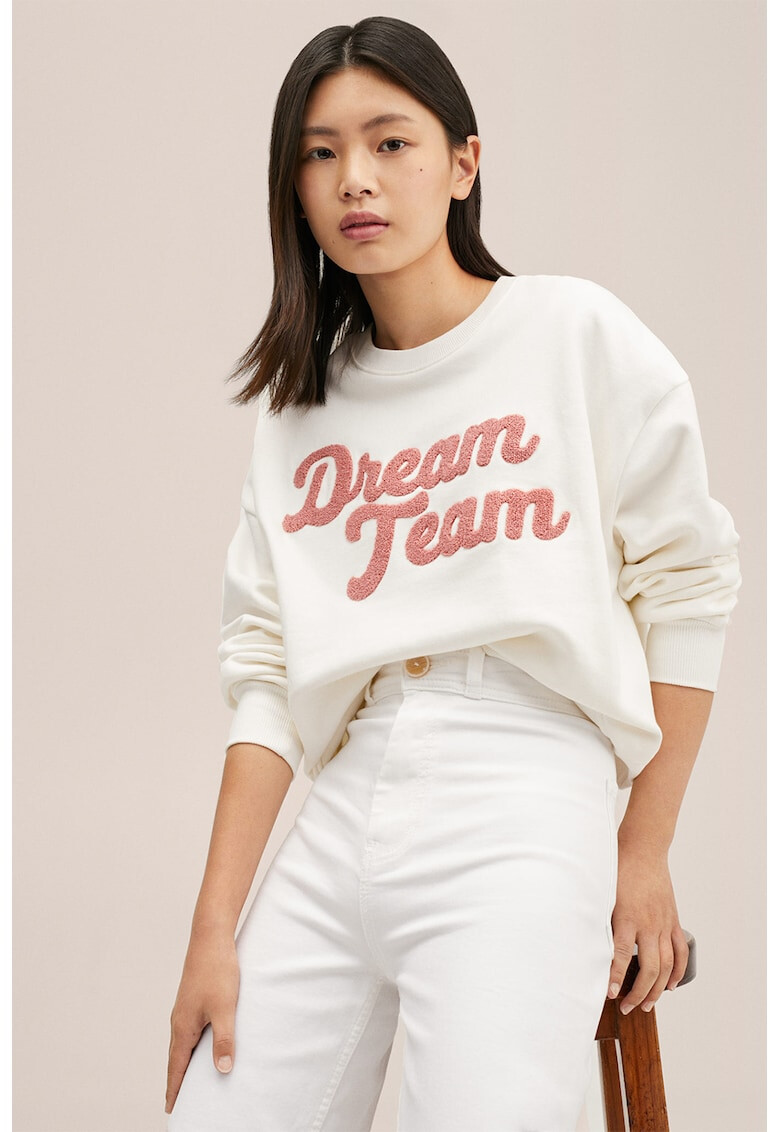 Mango Bluza sport supradimensionata cu aplicatie text Dream - Pled.ro