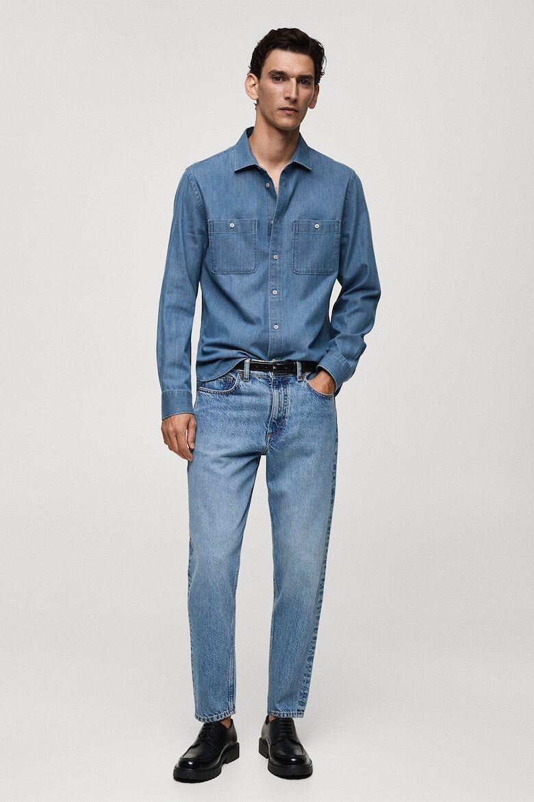 Mango Camasa de denim cu buzunare aplicate pe piept Austin - Pled.ro