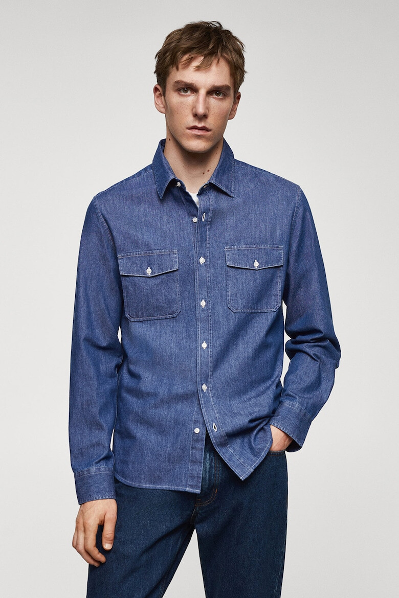 Mango Camasa de denim cu buzunare pe piept Austin - Pled.ro