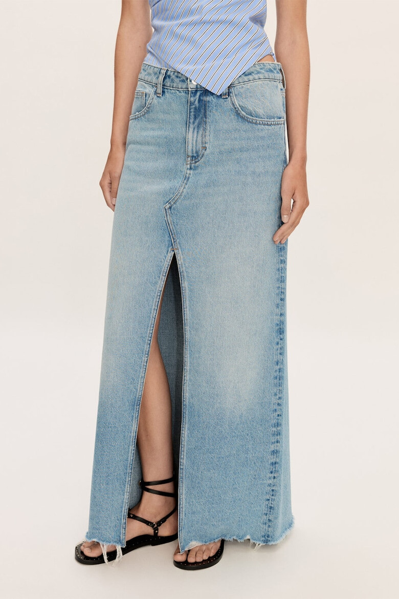 Mango Fusta maxi din denim cu slit frontal Amaia - Pled.ro